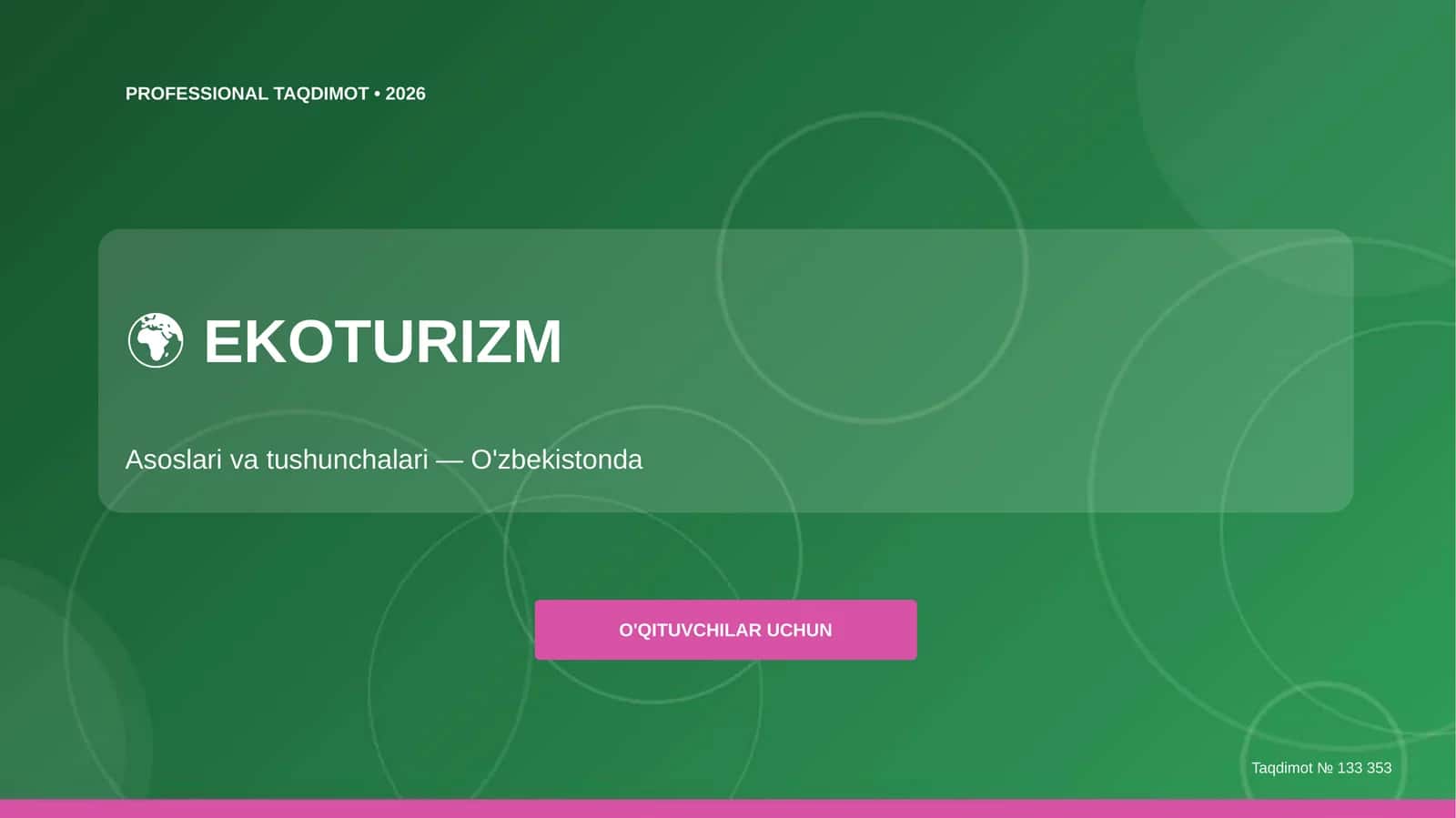 Ekoturizm: asoslari va tushunchalari 1