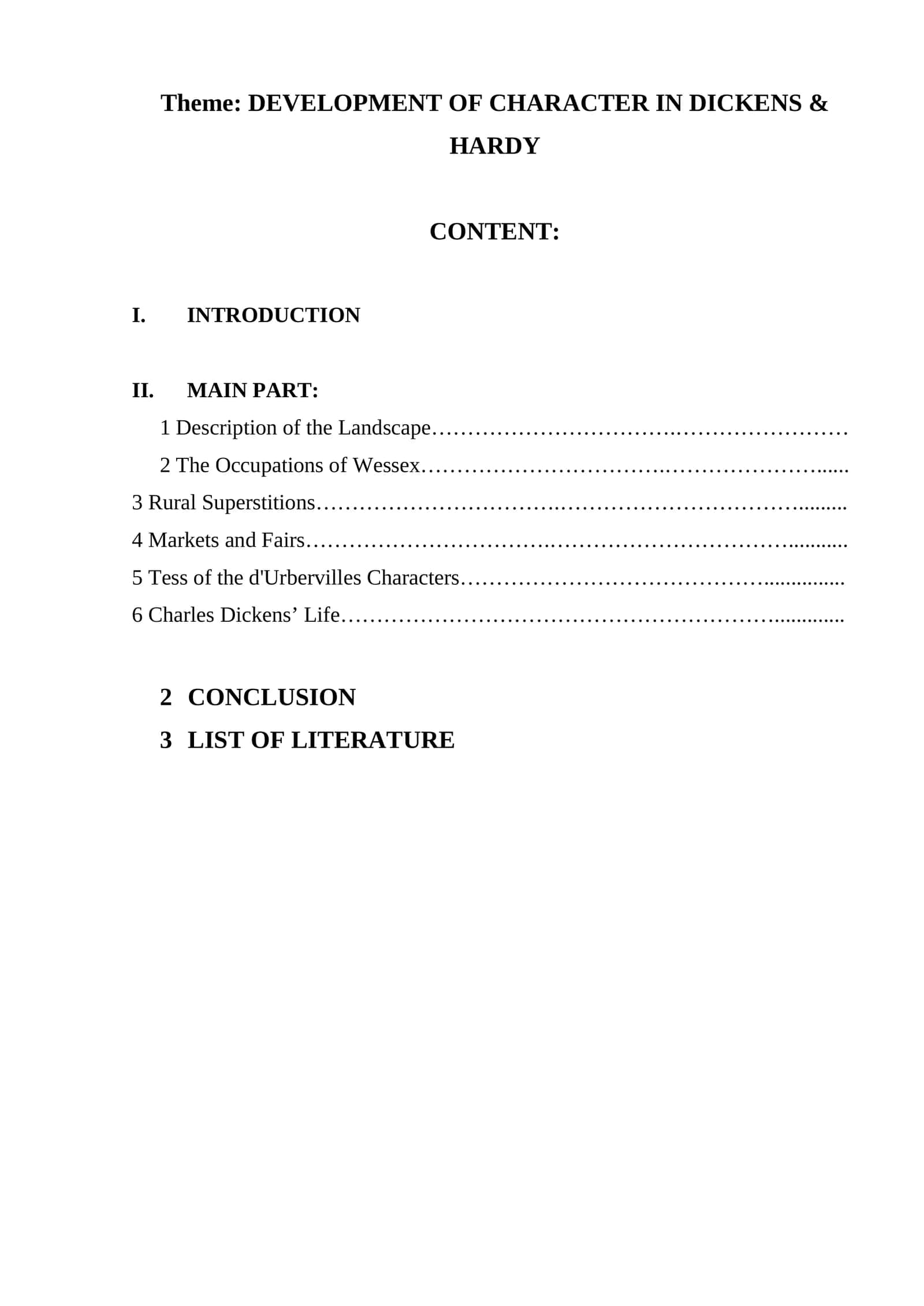 Development of Character in Dickens & Hardy 1