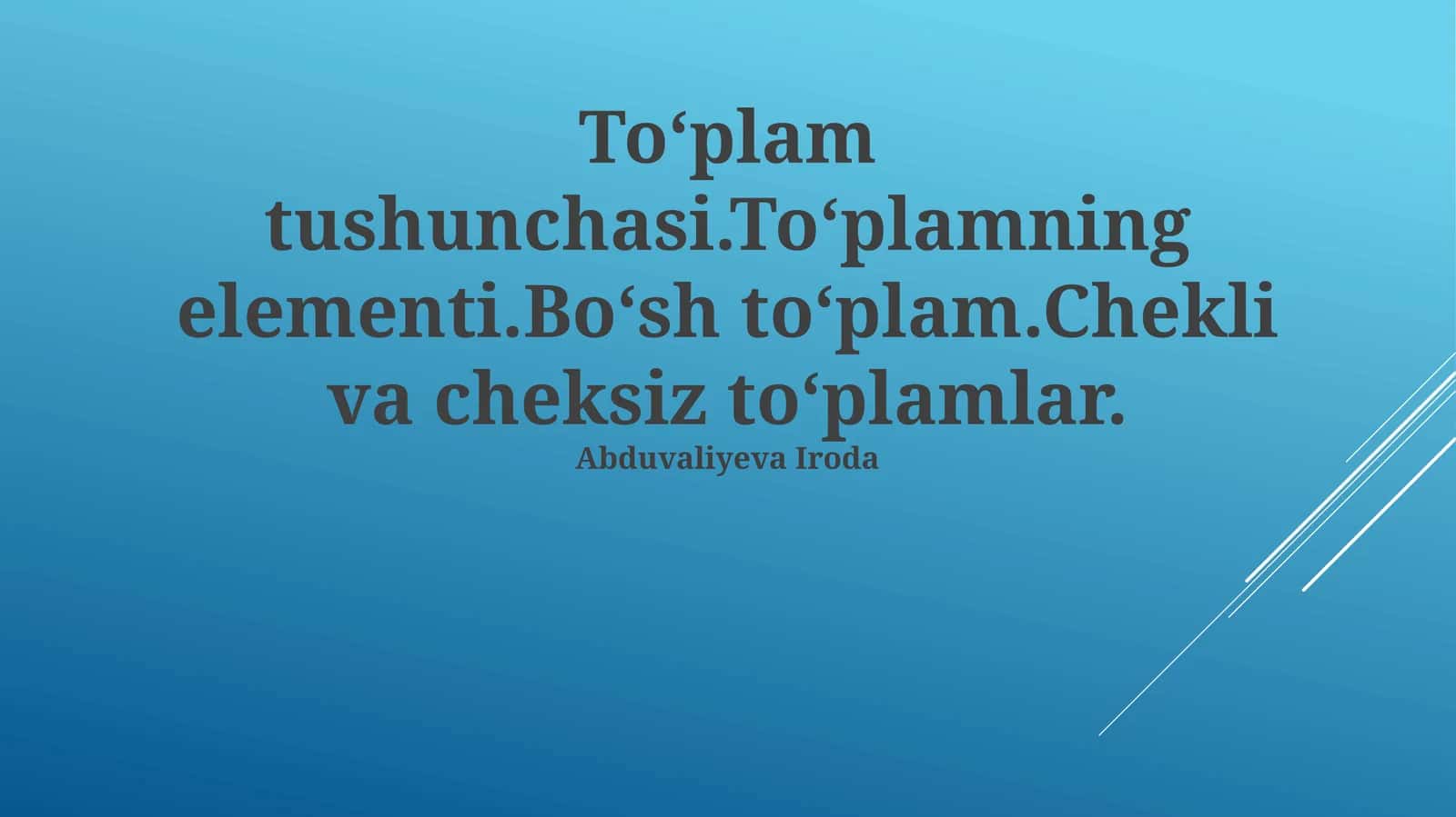 To'plamlarni solishtirish 1