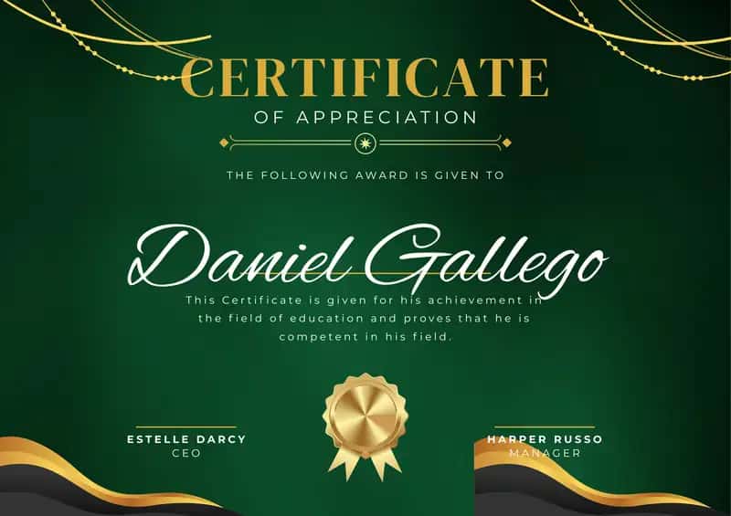 Certificate of Appreciation 1