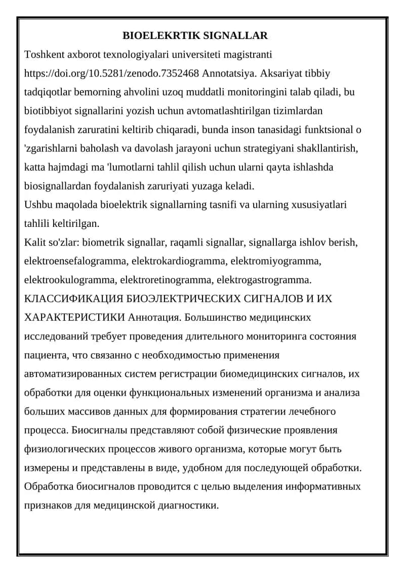 BIOELEKTRIK SIGNALLAR 1