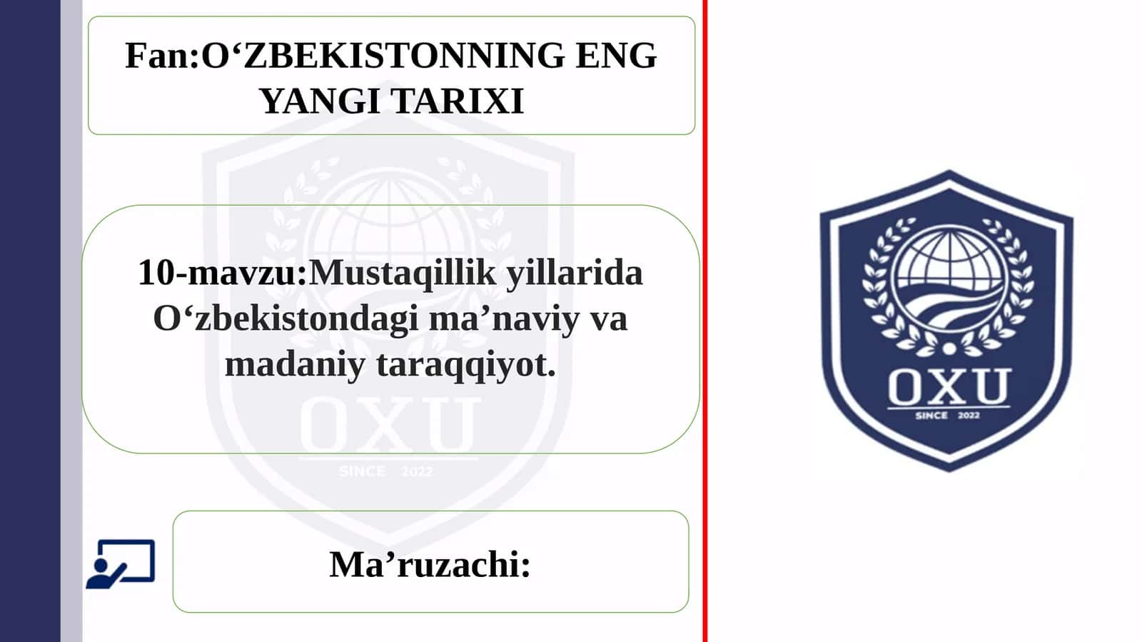 O‘ZBEKISTONNINGENG YANGI TARIXI 1