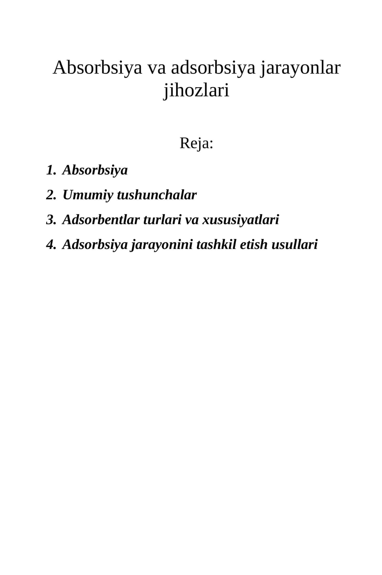 Absorbsiya va adsorbsiya jarayonlar jihozlari 1