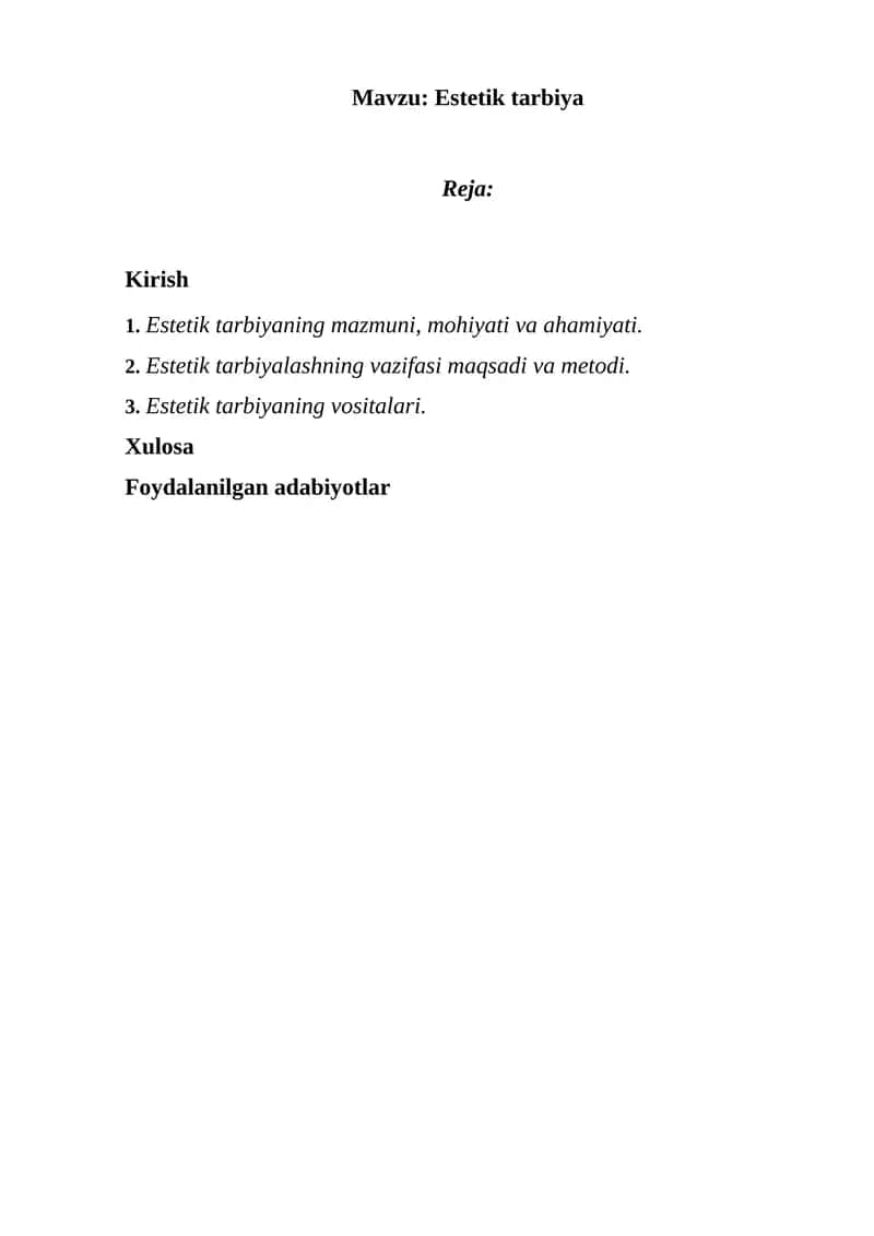 Estetik tarbiya 1