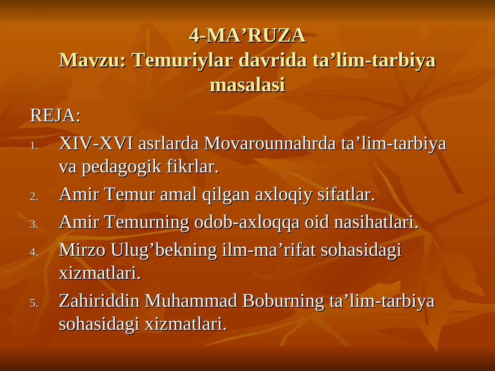 Temuriylar davrida ta’lim-tarbiya masalasi 1