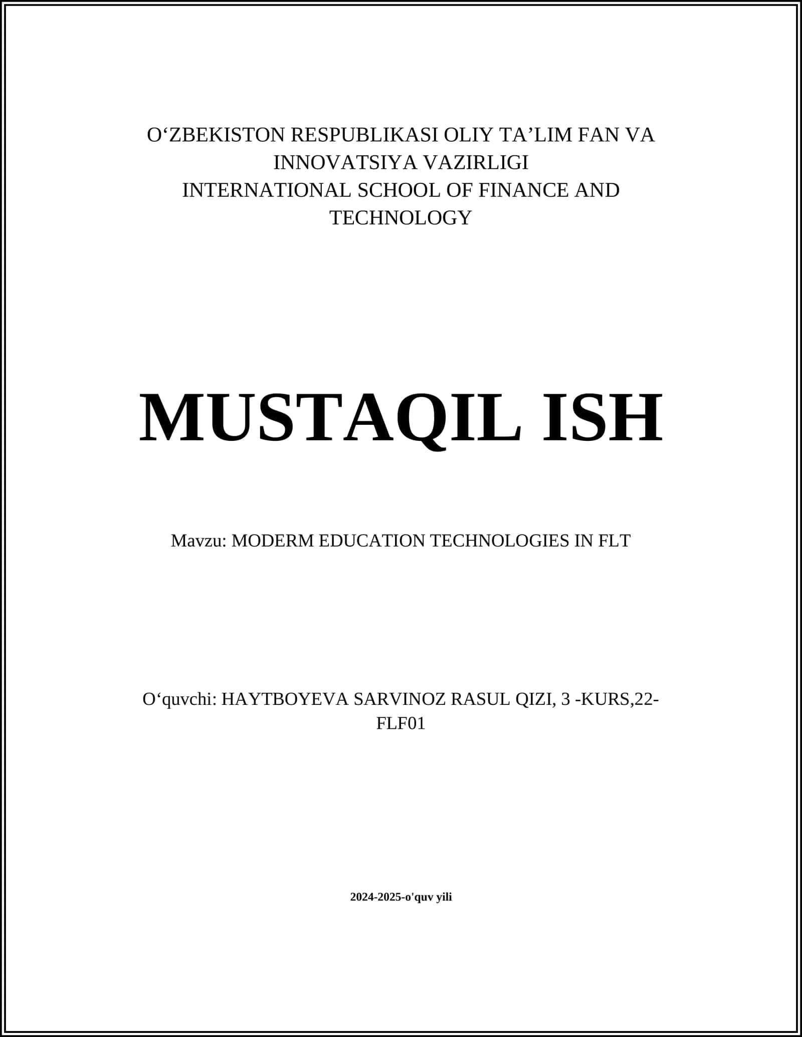MODERN EDUCATION TECHNOLOGIES IN FLT 1