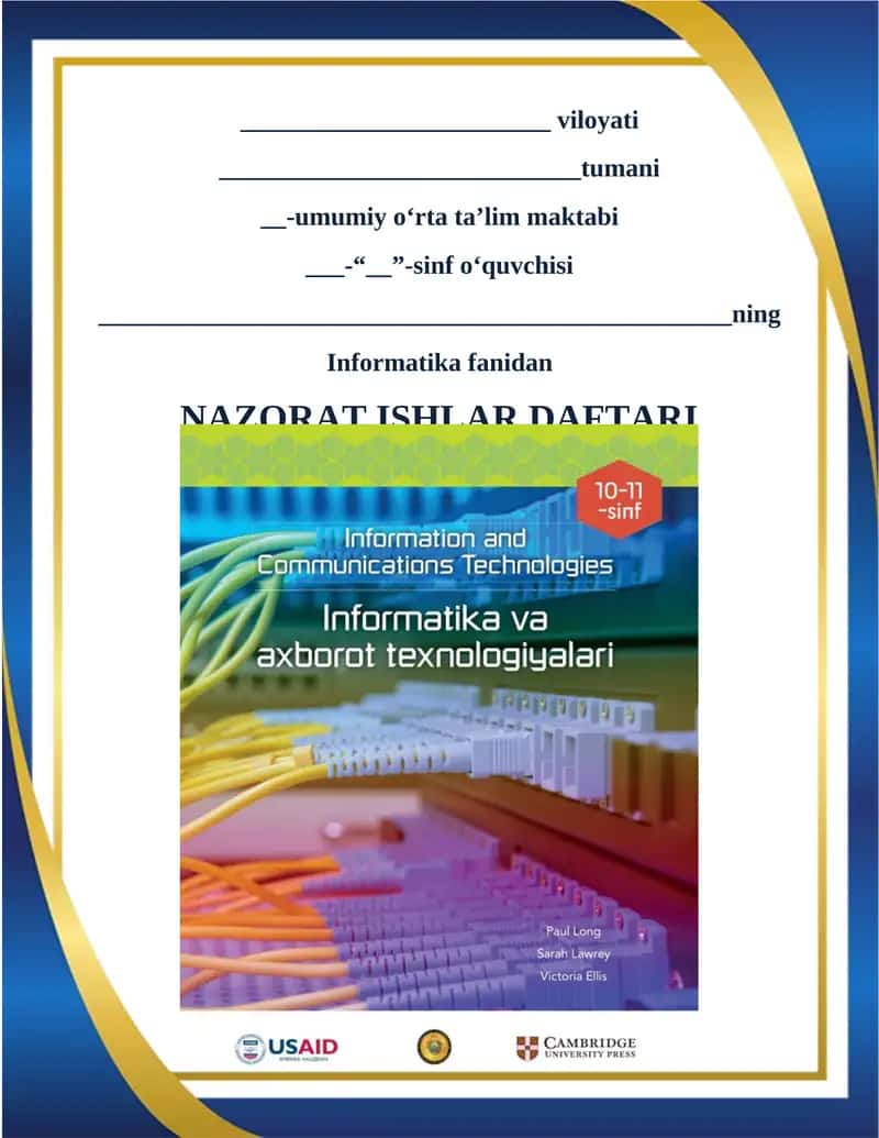 Informatika fanidan NAZORAT ISHLAR DAFTARI 1