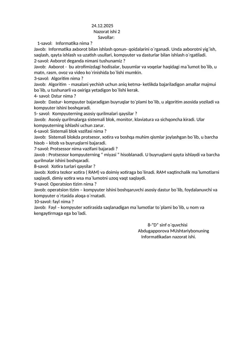 Informatika nima? 1