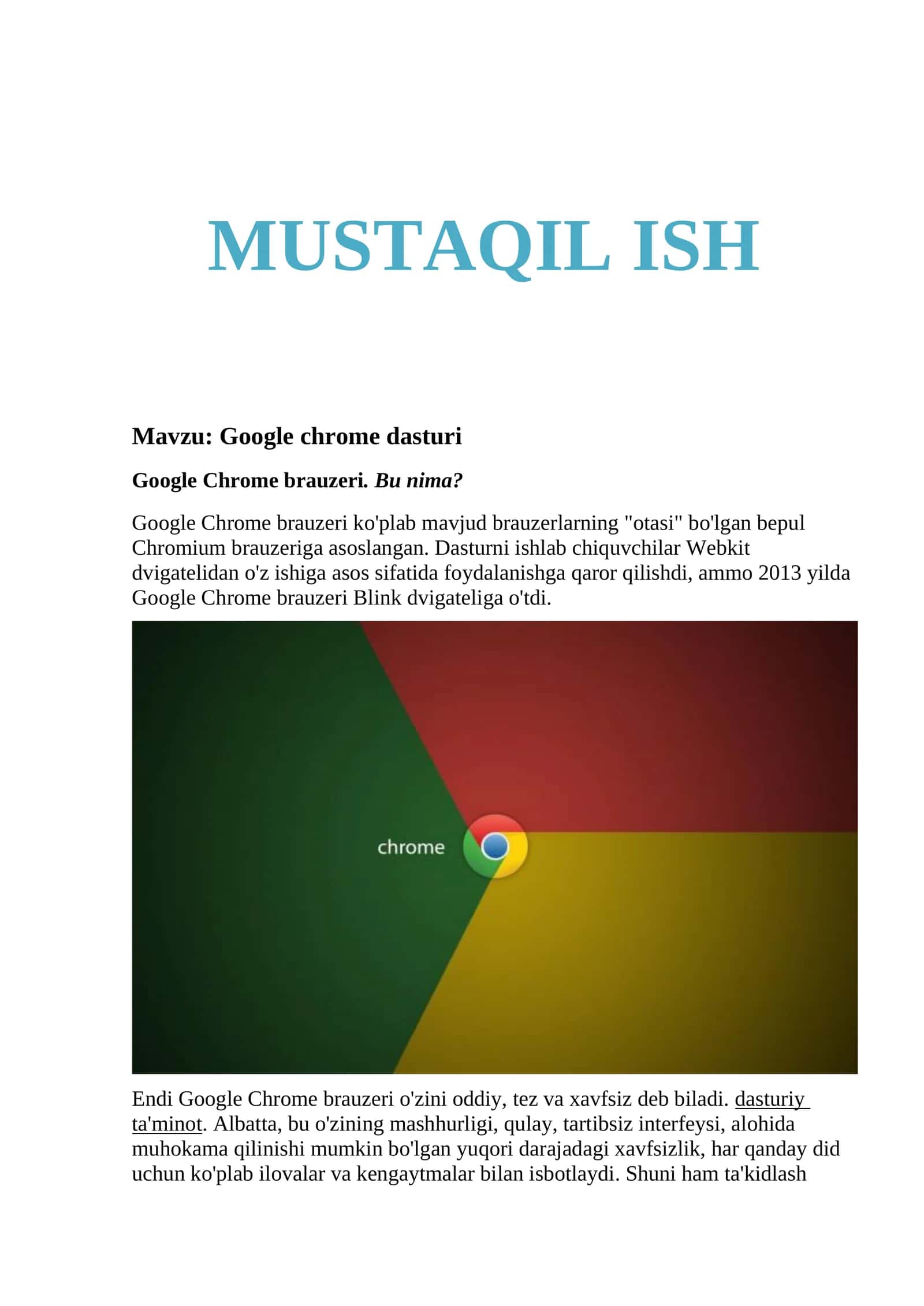 Google Chrome brauzeri 1