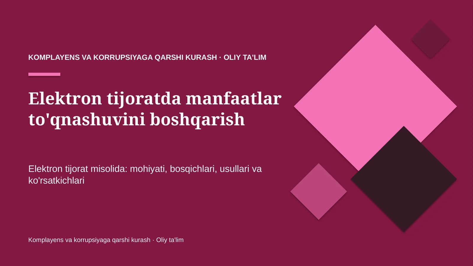 Elektron tijoratda manfaatlar to'qnashuvini boshqarish 1