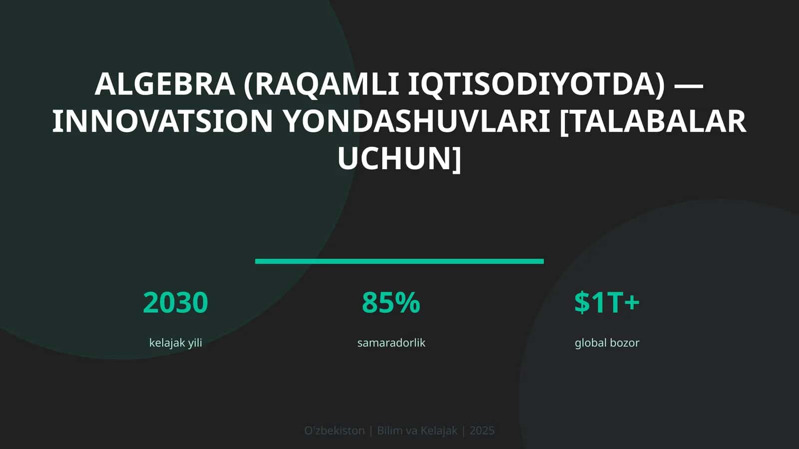 Algebra (raqamli iqtisodiyotda) — innovatsion yondashuvlari [talabalar uchun] 1