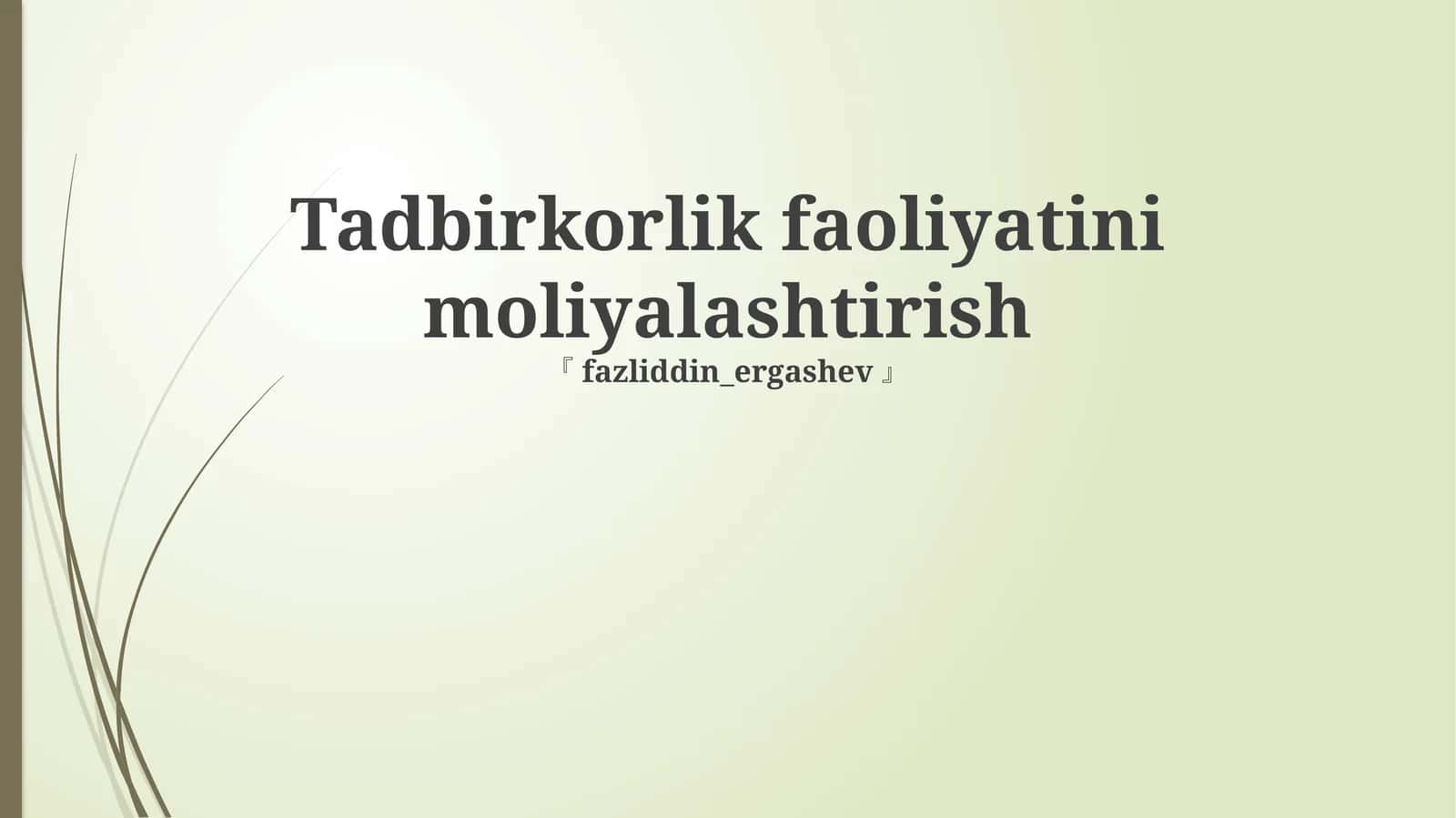 Tadbirkorlik faoliyatini moliyalashtirish 1