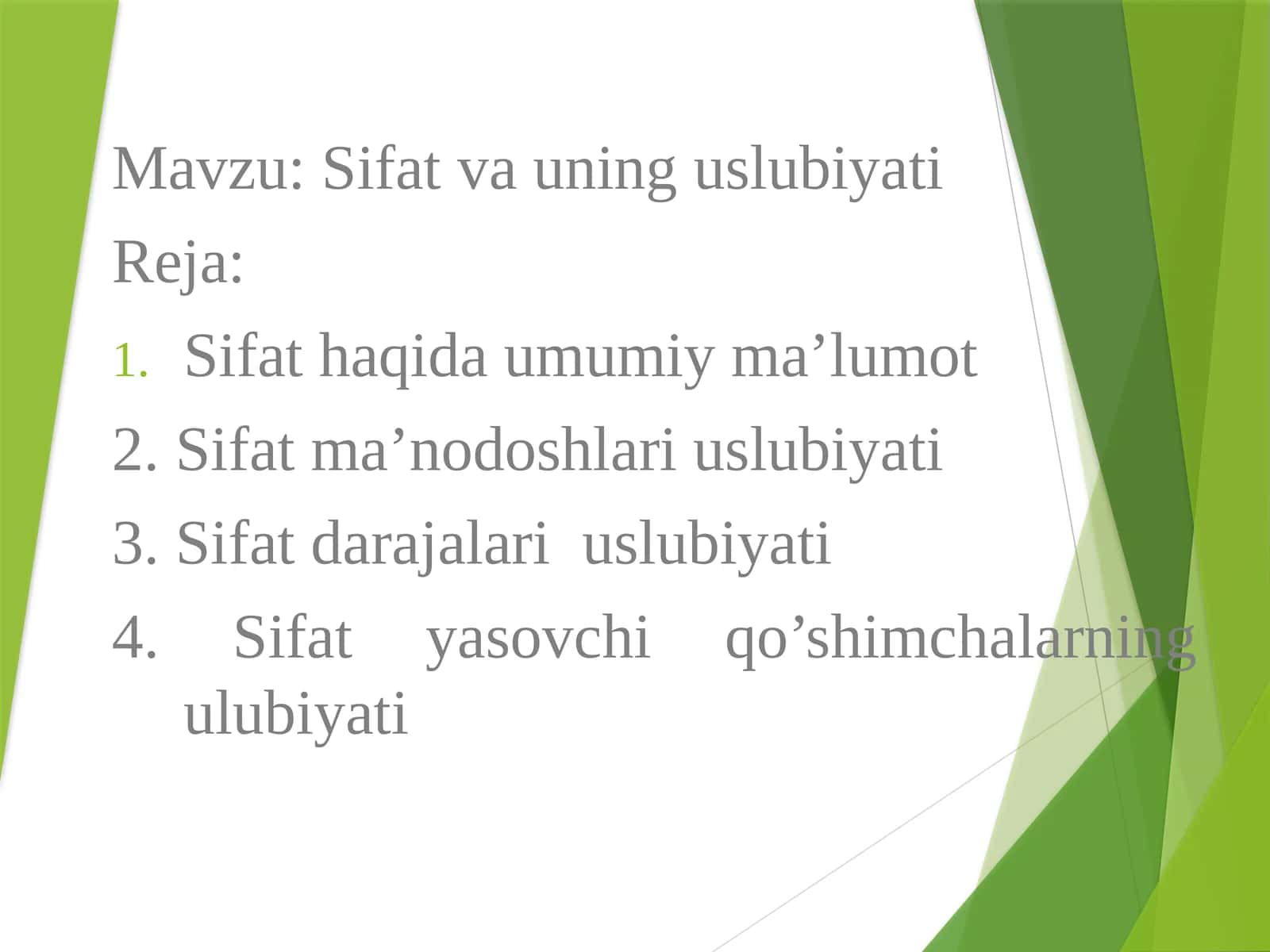 Sifat va uning uslubiyati 1