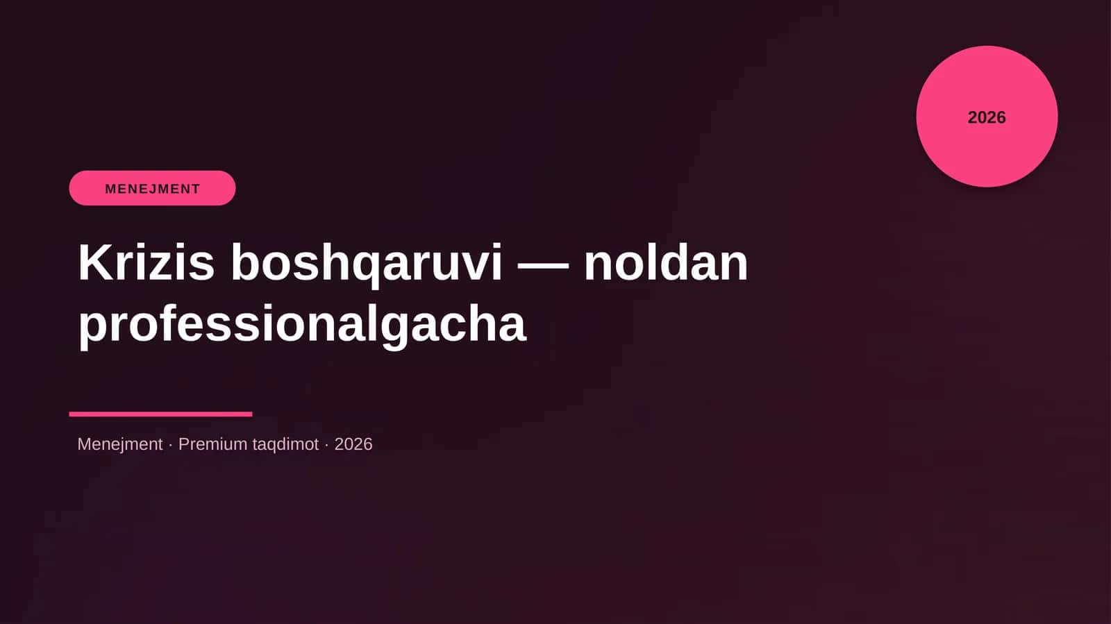 Krizis boshqaruvi — noldan professionalgacha 1