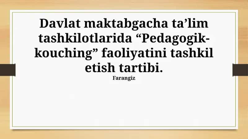 Pedagogik-kouching faoliyati tashkilotlash 1