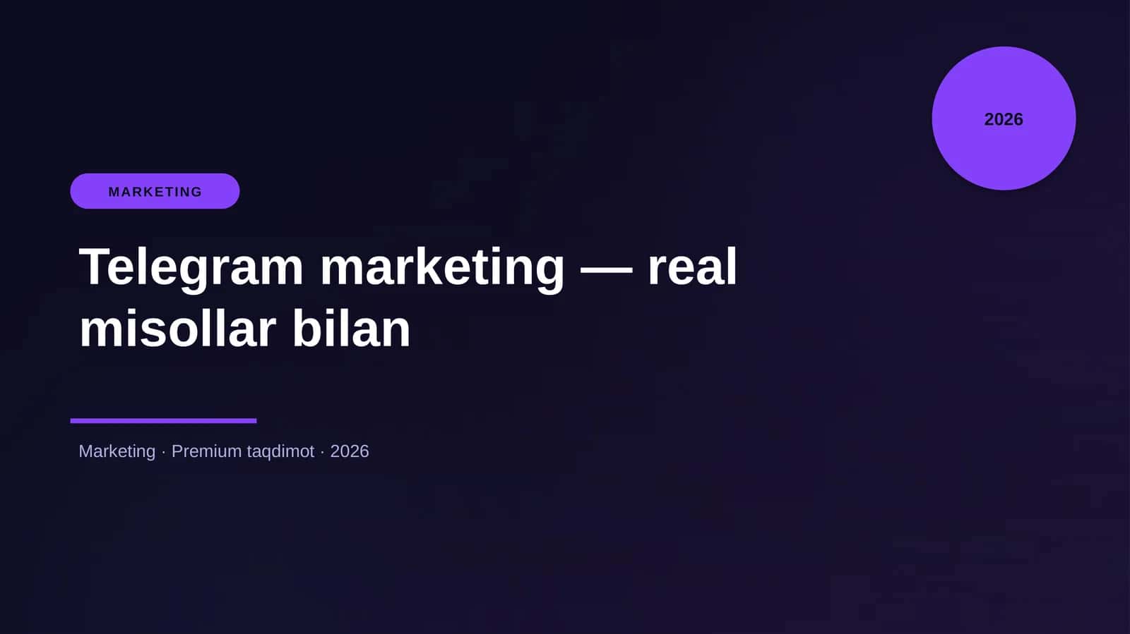 Telegram marketing - real misollar bilan 1