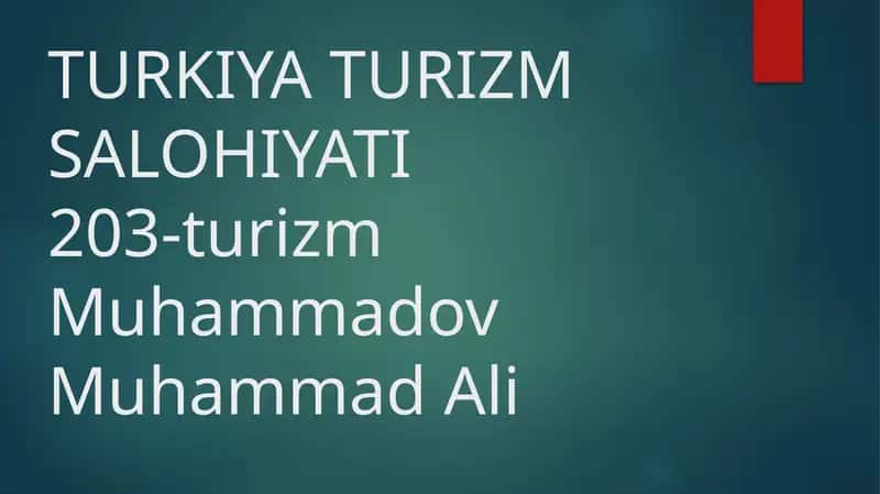 TURKIYA TURIZM SALOHIYATI 1