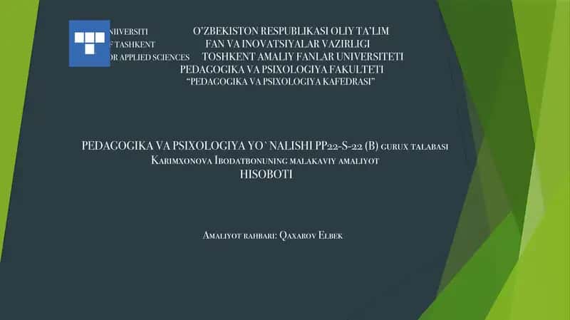 Malakaviy amaliyot hisoboti 1