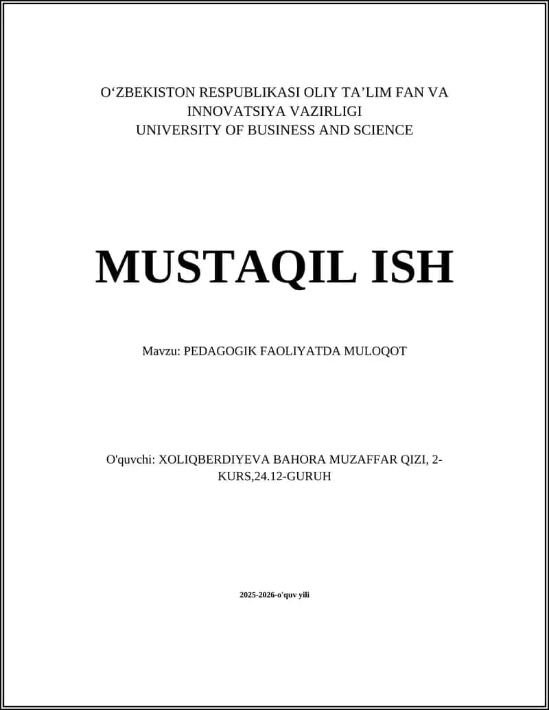 PEDAGOGIK FAOLIYATDA MULOQOT 1