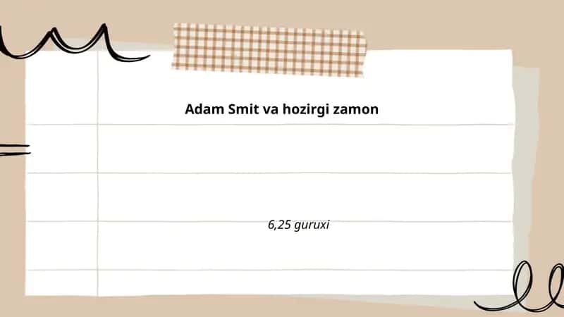 Adam Smit va hozirgi zamon 1