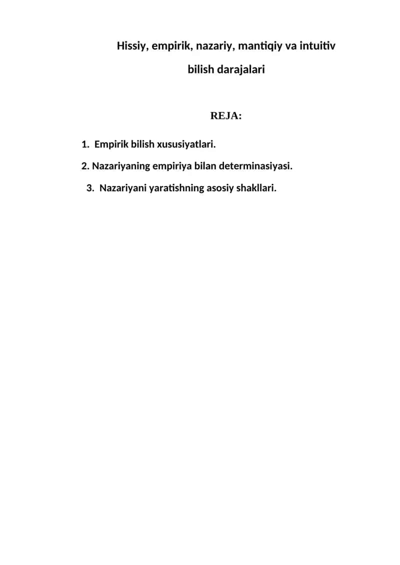 Hissiy va Empirik Bilish 1
