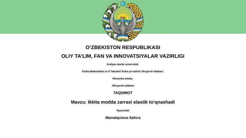 Elastik To'qnashuv 1