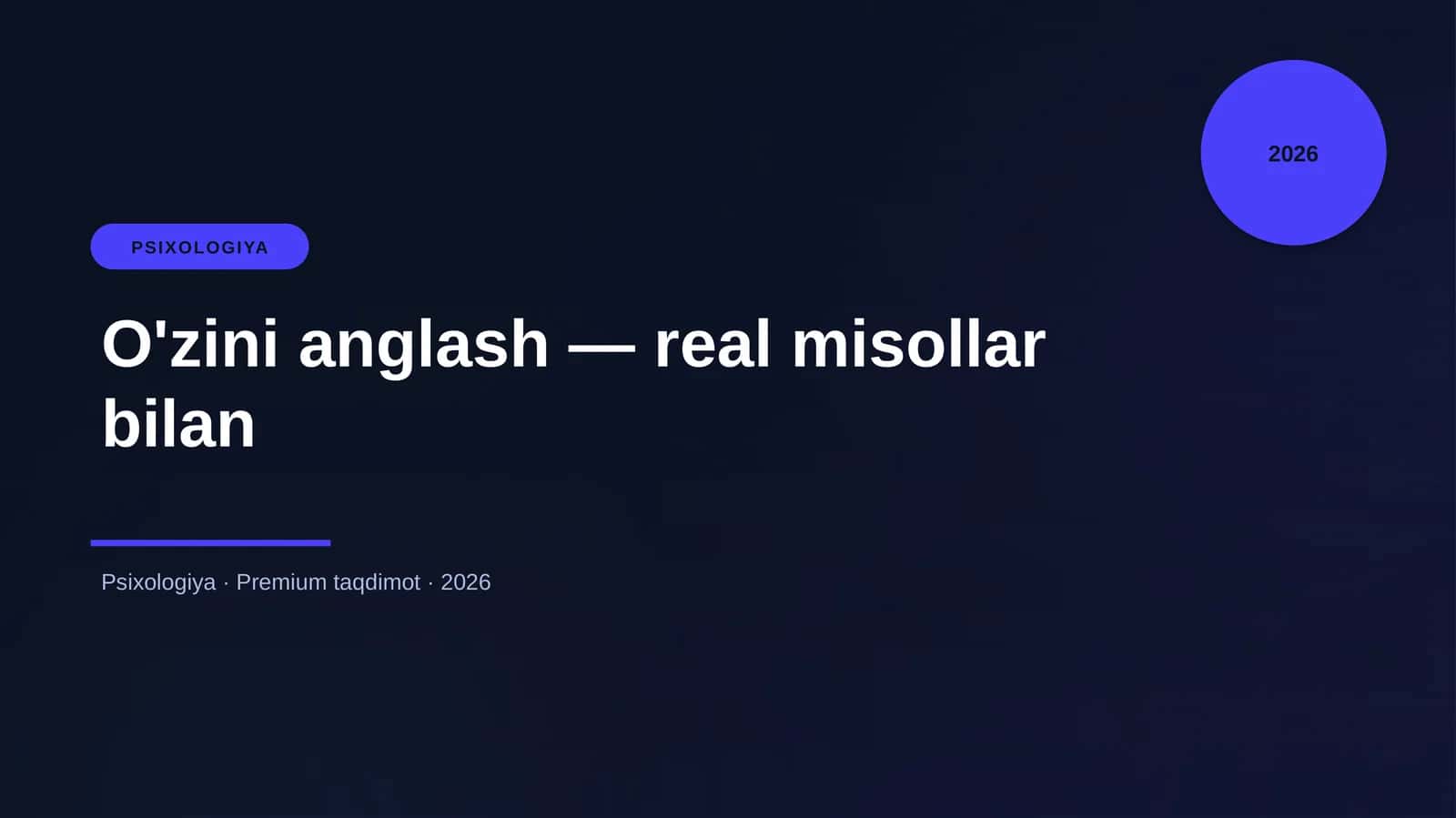 O'zini anglash — real misollar bilan 1