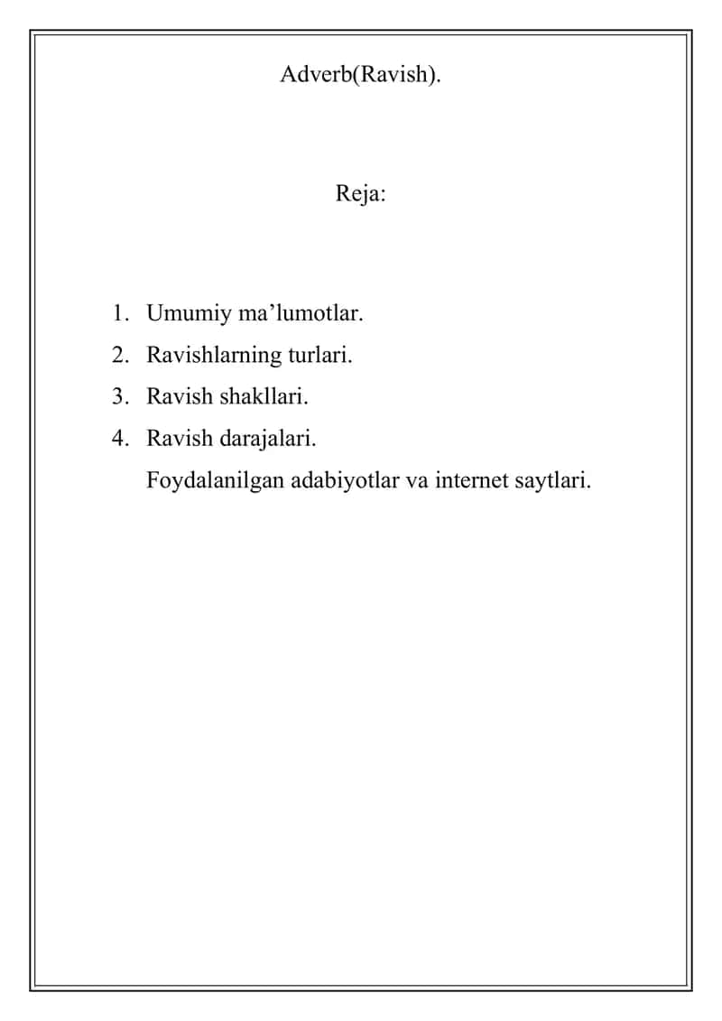 Adverb (Ravishlar) 1