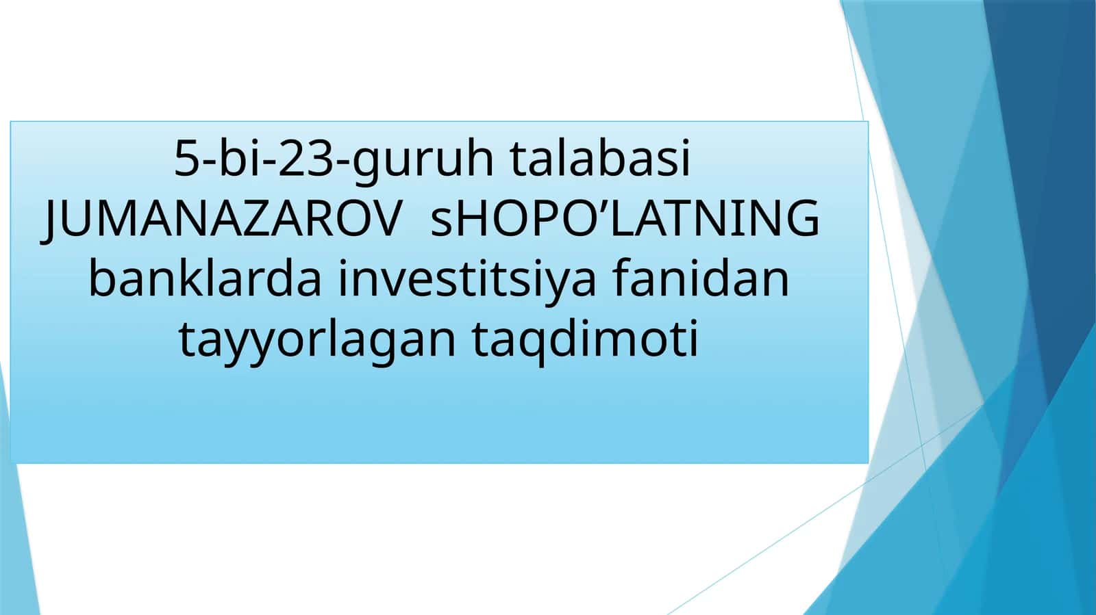 Banklarda investitsiya faoliyati va investitsiya siyosati 1