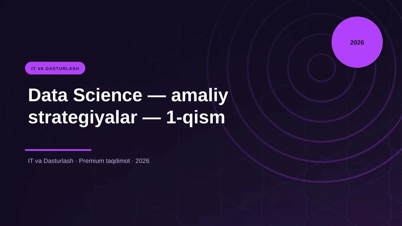 Data Science — amaliy strategiyalar — 1-qism 1