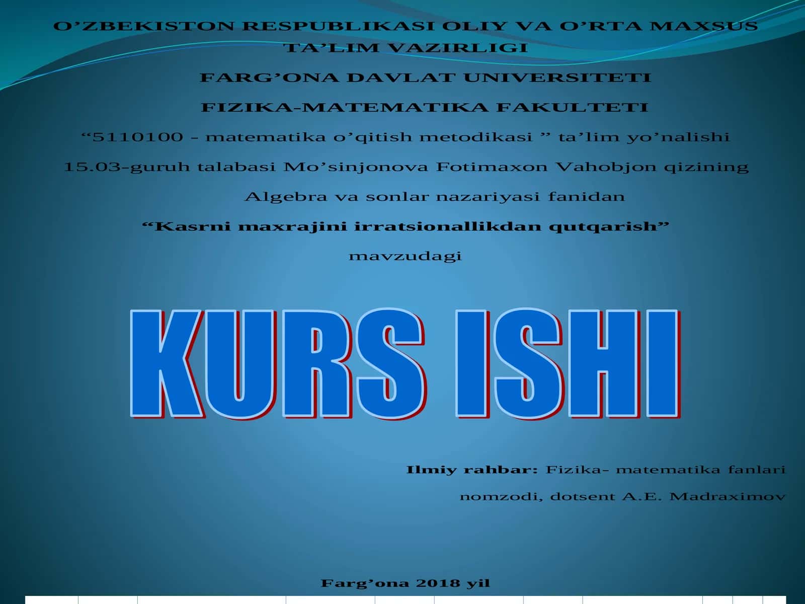 Yoshlar va ularning tarbiyasi 1