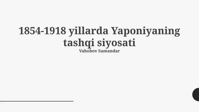 Yaponiyaning tashqi siyosati 1