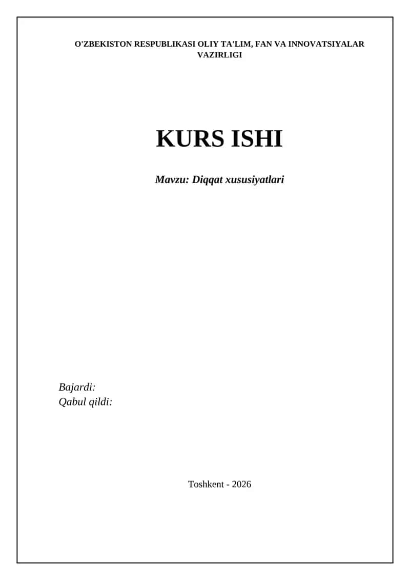 Diqqat xususiyatlari 1