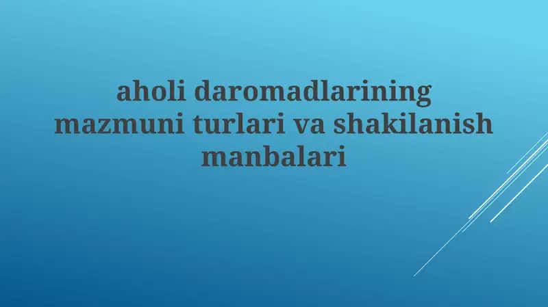 Aholi daromadining taqsimlanishi 1