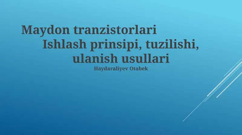 Maydon tranzistorlari 1