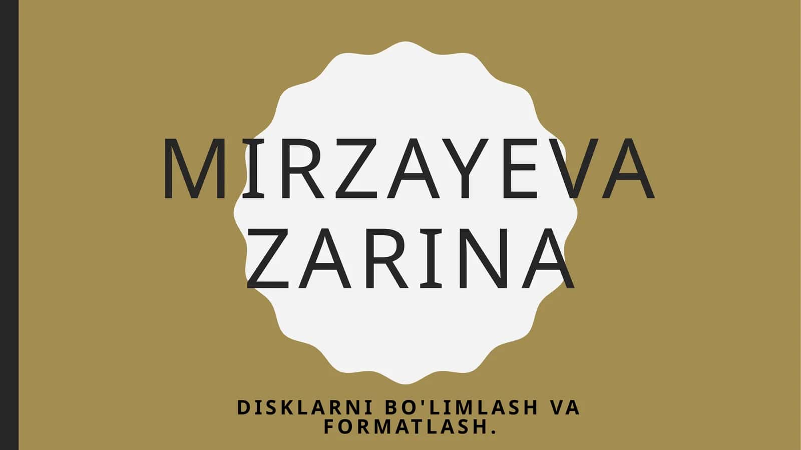 Disklarni bo'limlash va formatlash 1