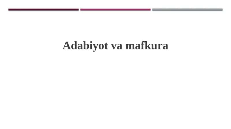 Adabiyot va Mafkura 1