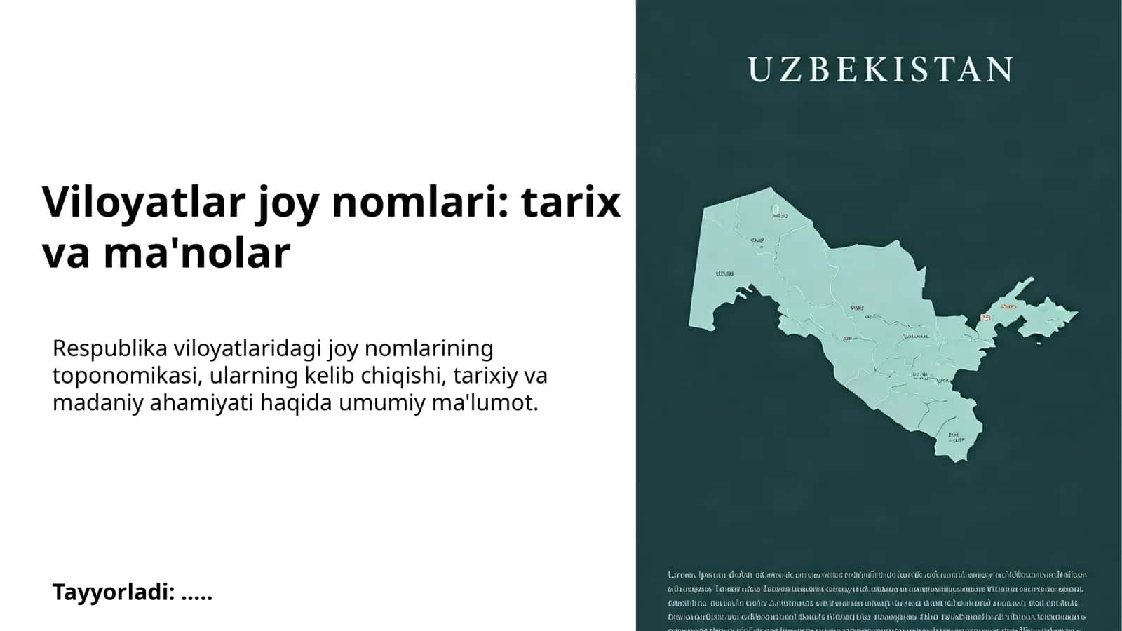 Viloyatlar joy nomlari: tarix va ma'nolar 1
