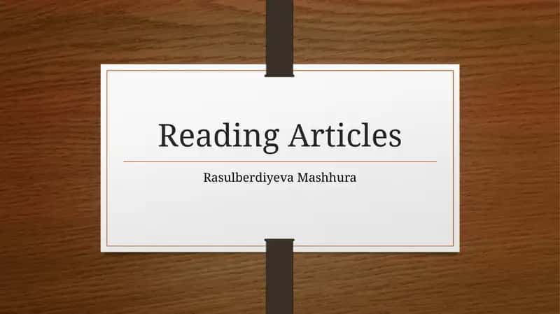 Reading Articles 1