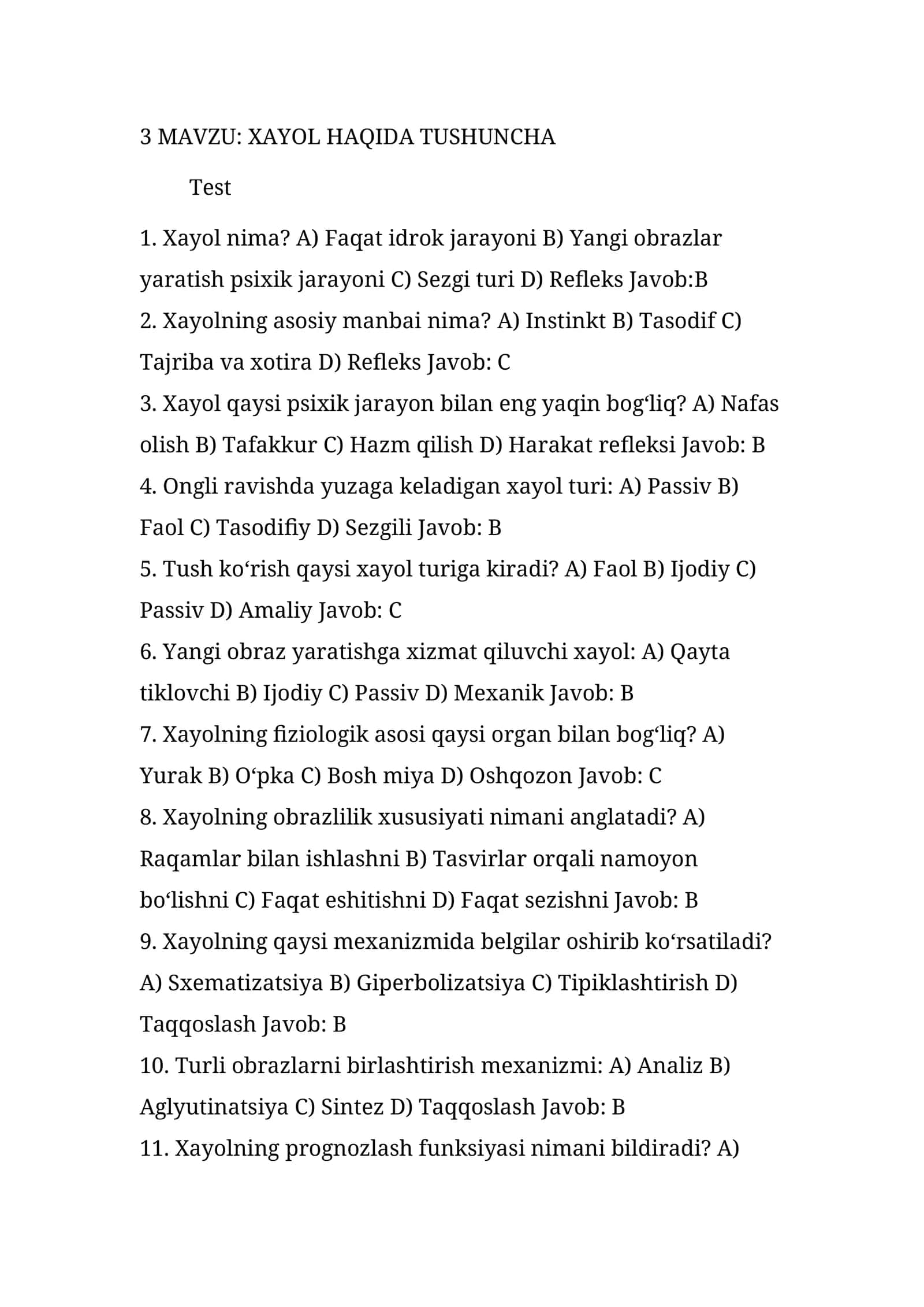 XAYOL HAQIDA TUSHUNCHA 1