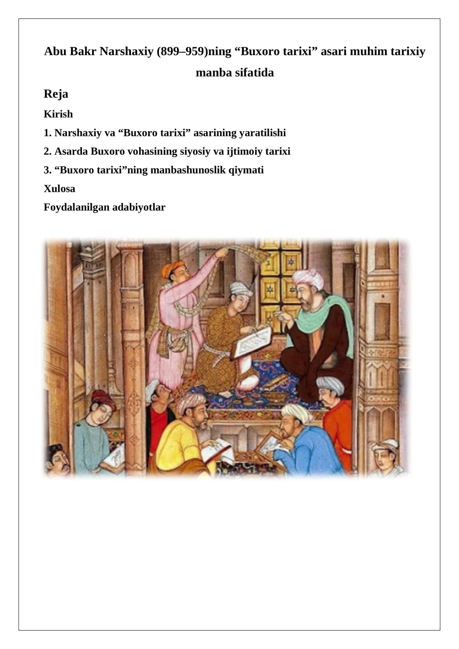 Abu Bakr Narshaxiy "Buxoro tarixi" 1