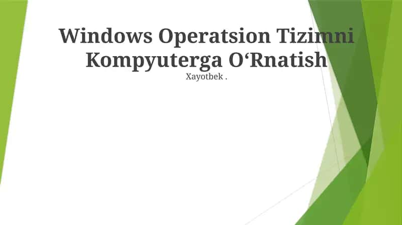 Windows Operatsion Tizimni Kompyuterga OʻRnatish 1