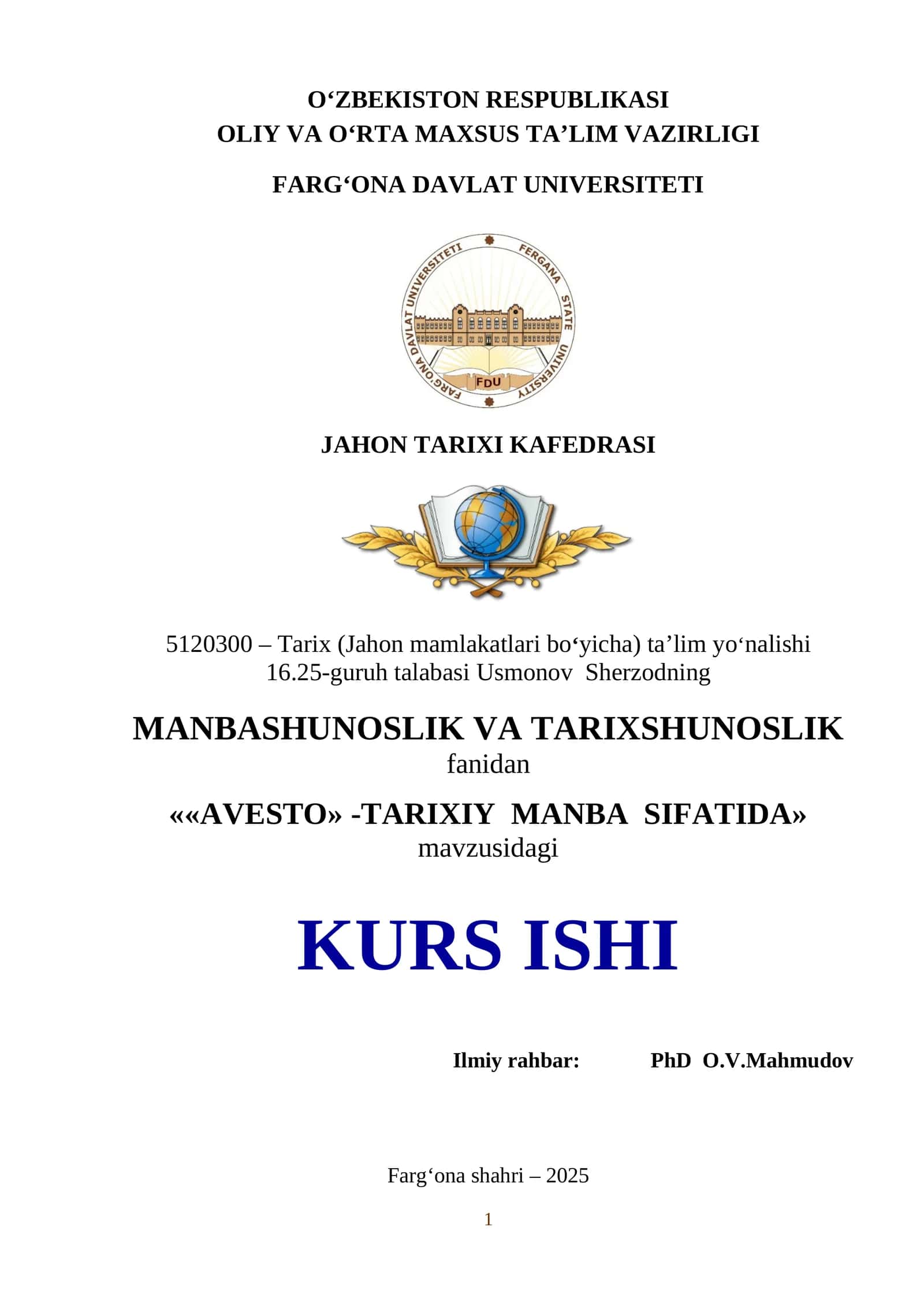 AVESTO» -TARIXIY  MANBA  SIFATIDA 1