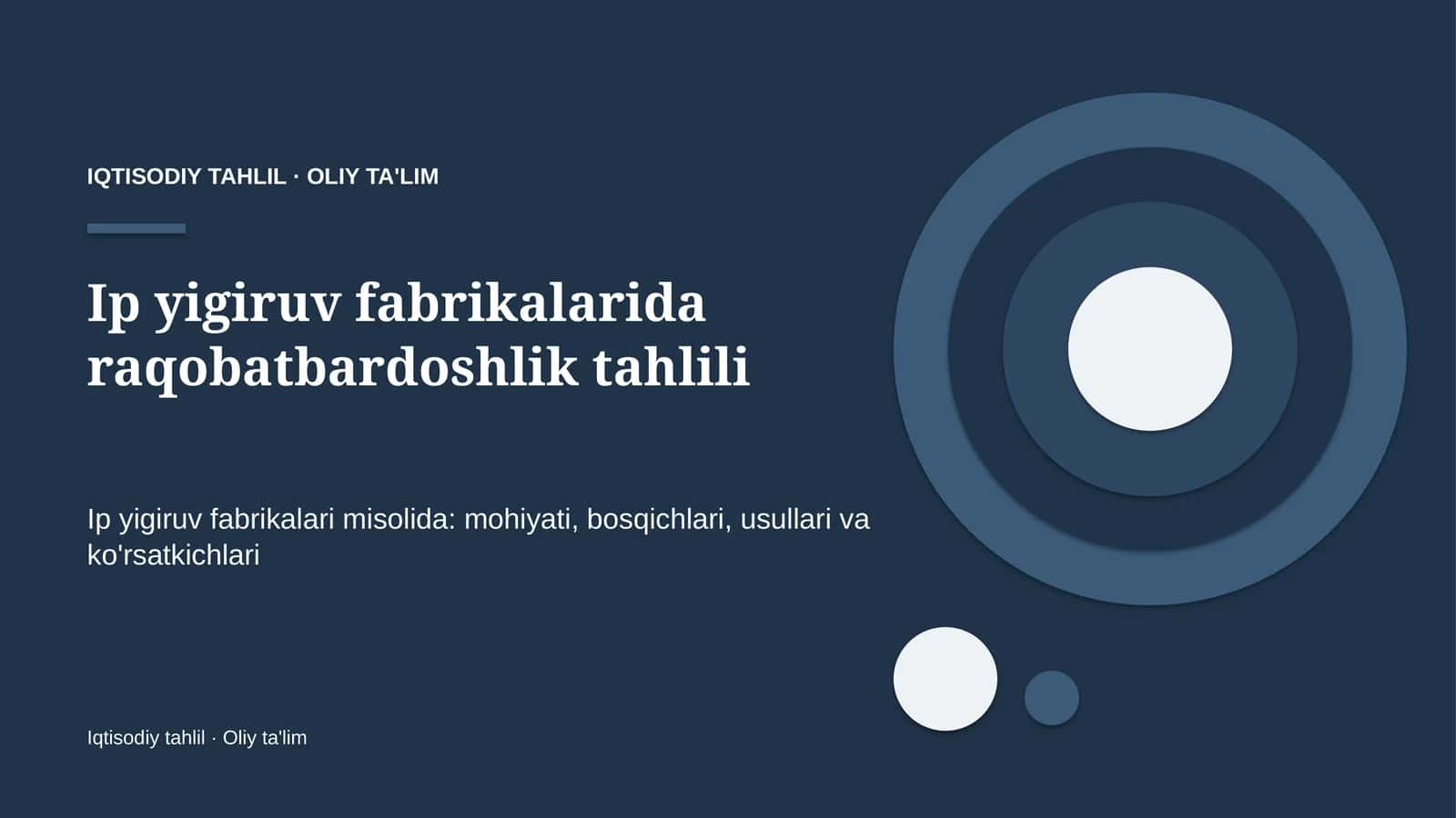 Ip yigiruv fabrikalarida raqobatbardoshlik tahlili 1