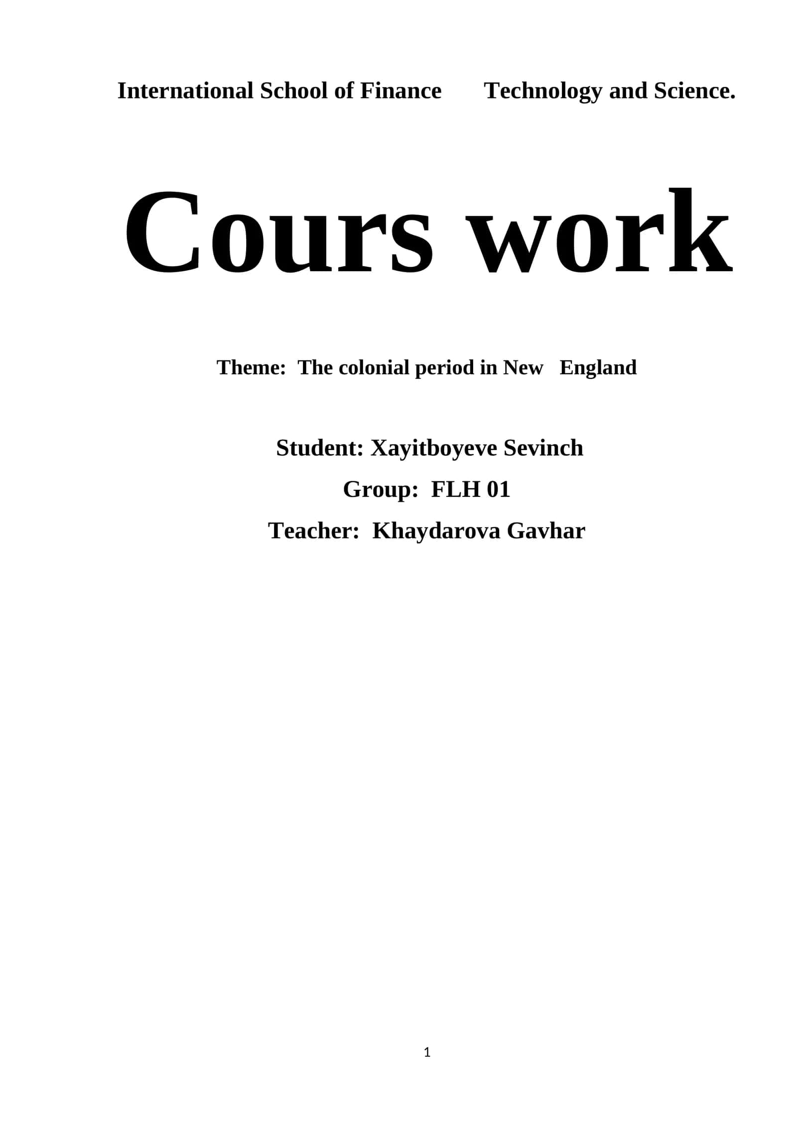 The colonial period in New England 1