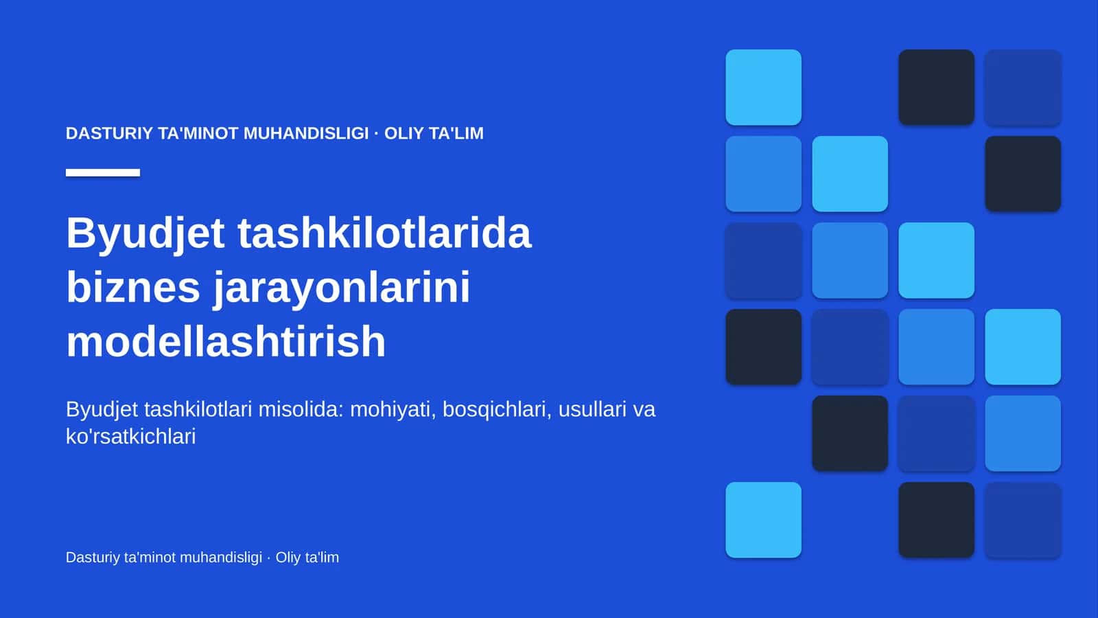 DASTURIY TA'MINOT MUHANDISLIGI · OLIY TA'LIM 1