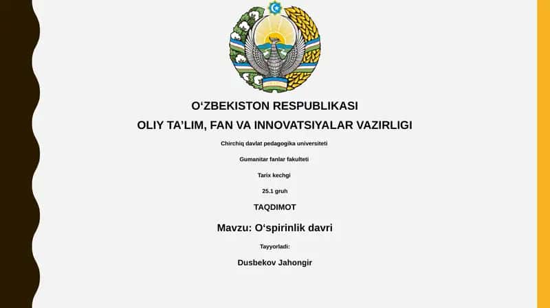 Oʻspirinlik davri 1