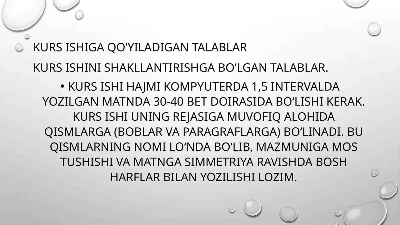 Kurs ishining talablari 1