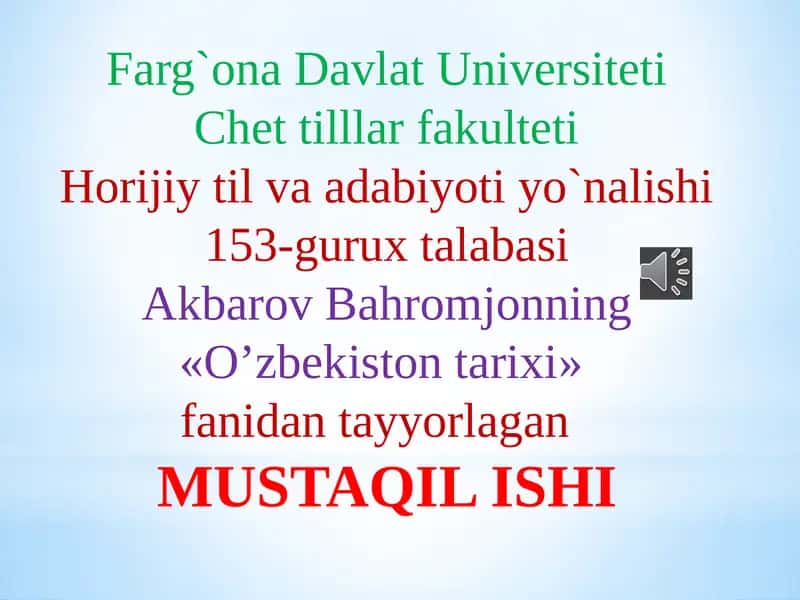 O’zbekiston tarixi 1