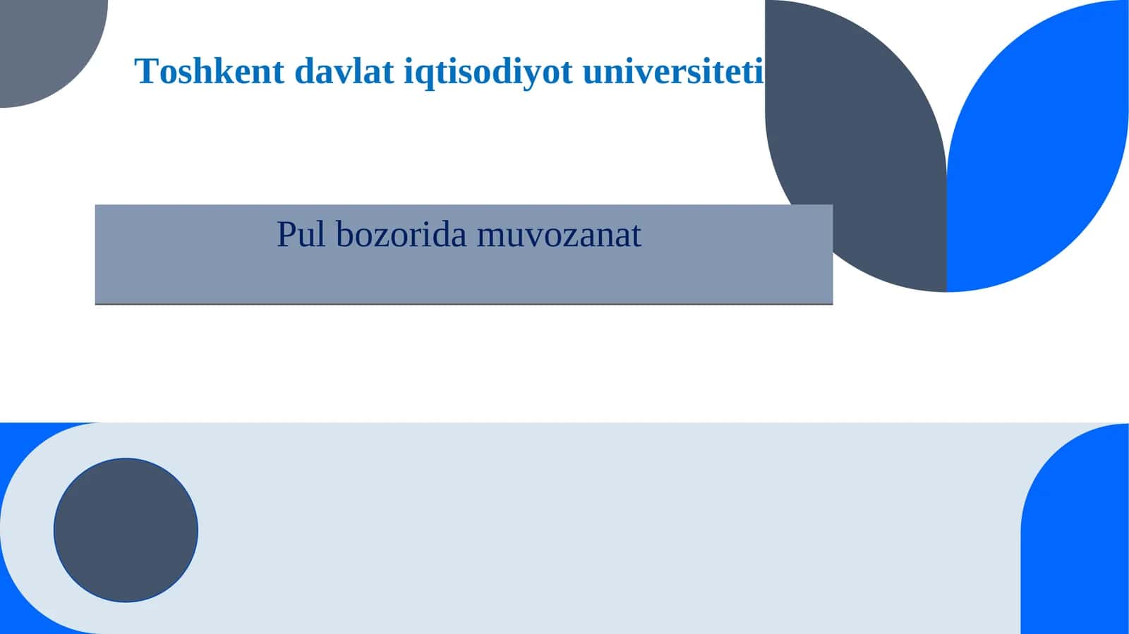 Pul bozorida muvozanat 1